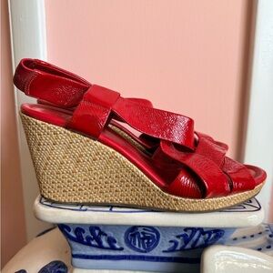 Cole Haan Red Leather Wedge Sandals - Size 11 - Never Worn